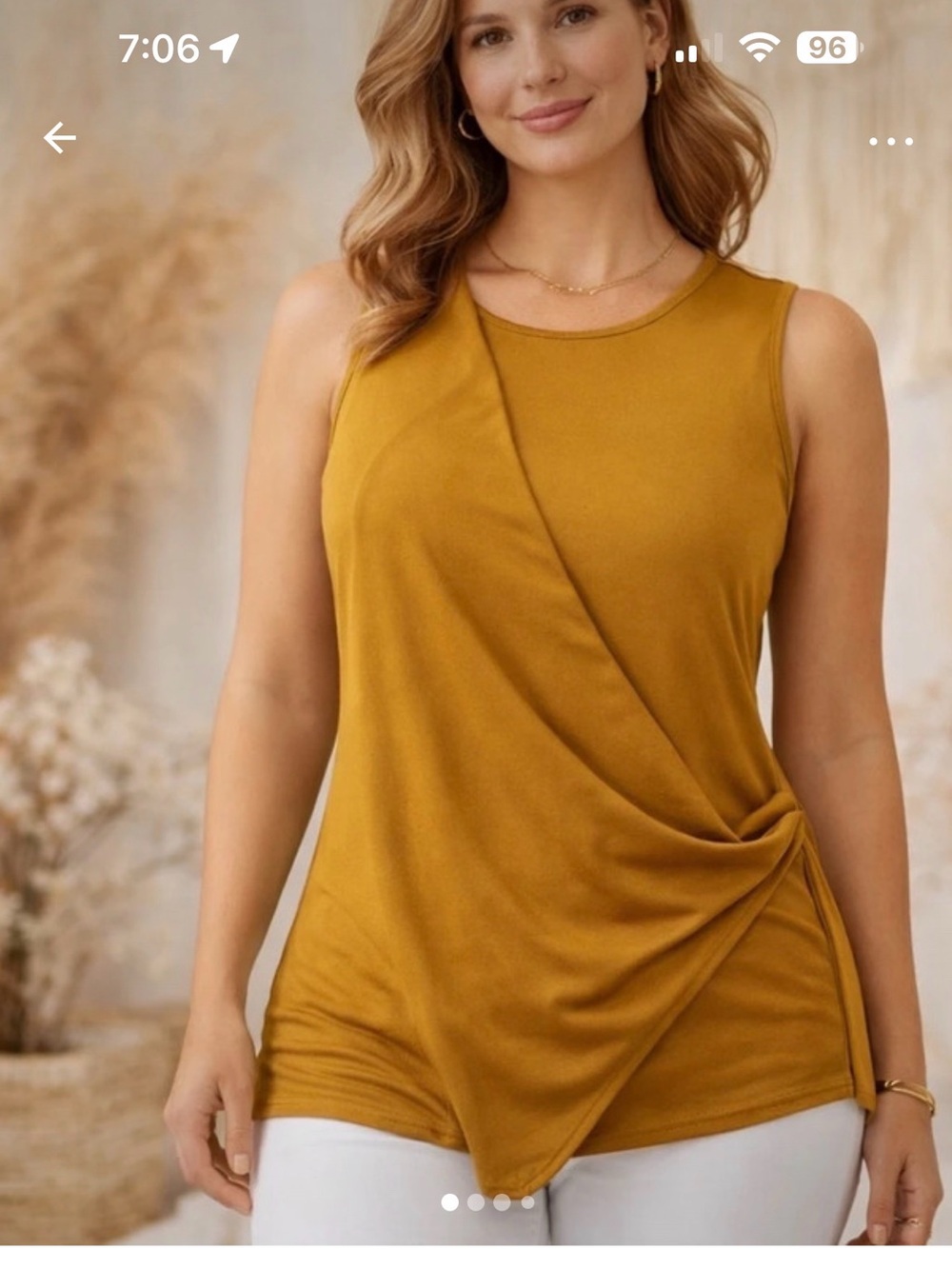 ALFANI Mustard Draped Asymmetrical Sleeveless Top Size XL